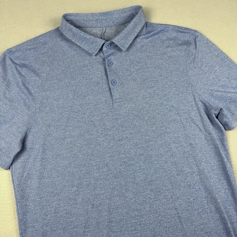 Lululemon Evolution Polo Shirt Men XL Blue Short Sleeve Golf Performance Stretch